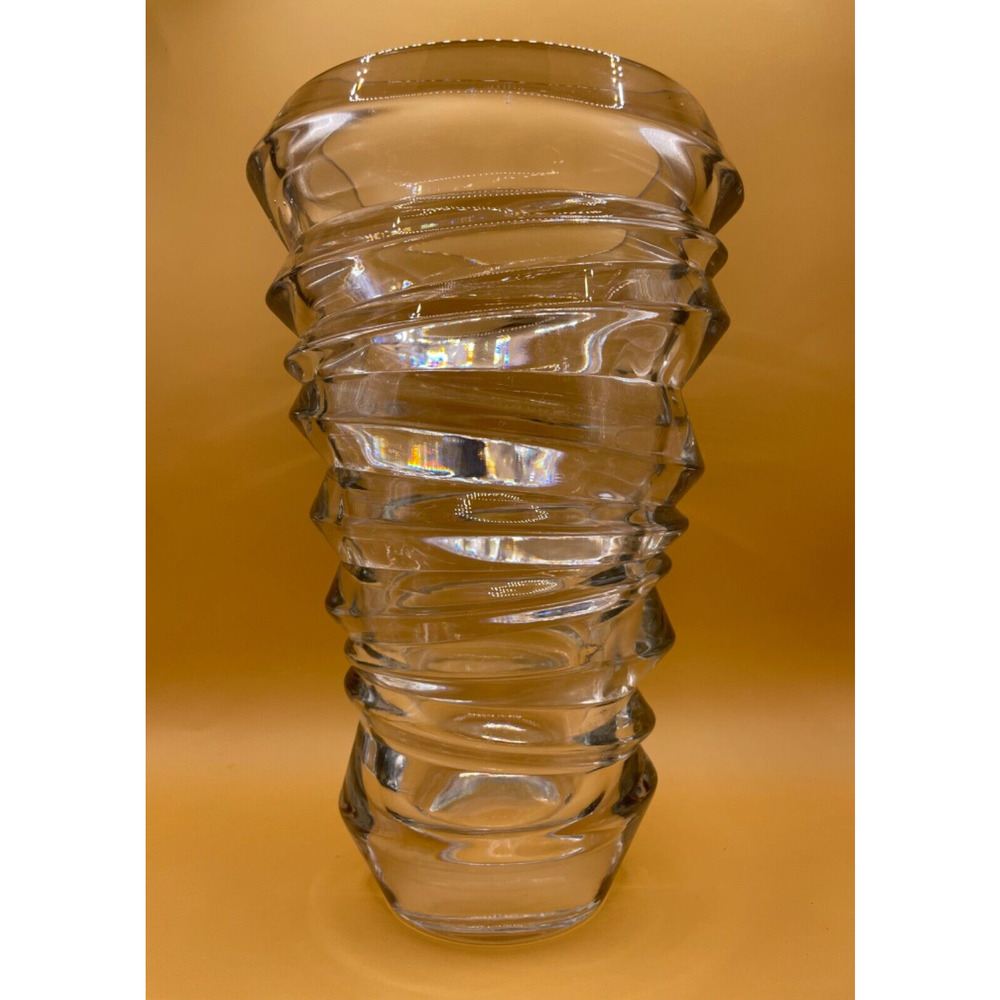 Vintage Nachtmann Heavy Crystal Glass Vase Abstract Riedel Germany